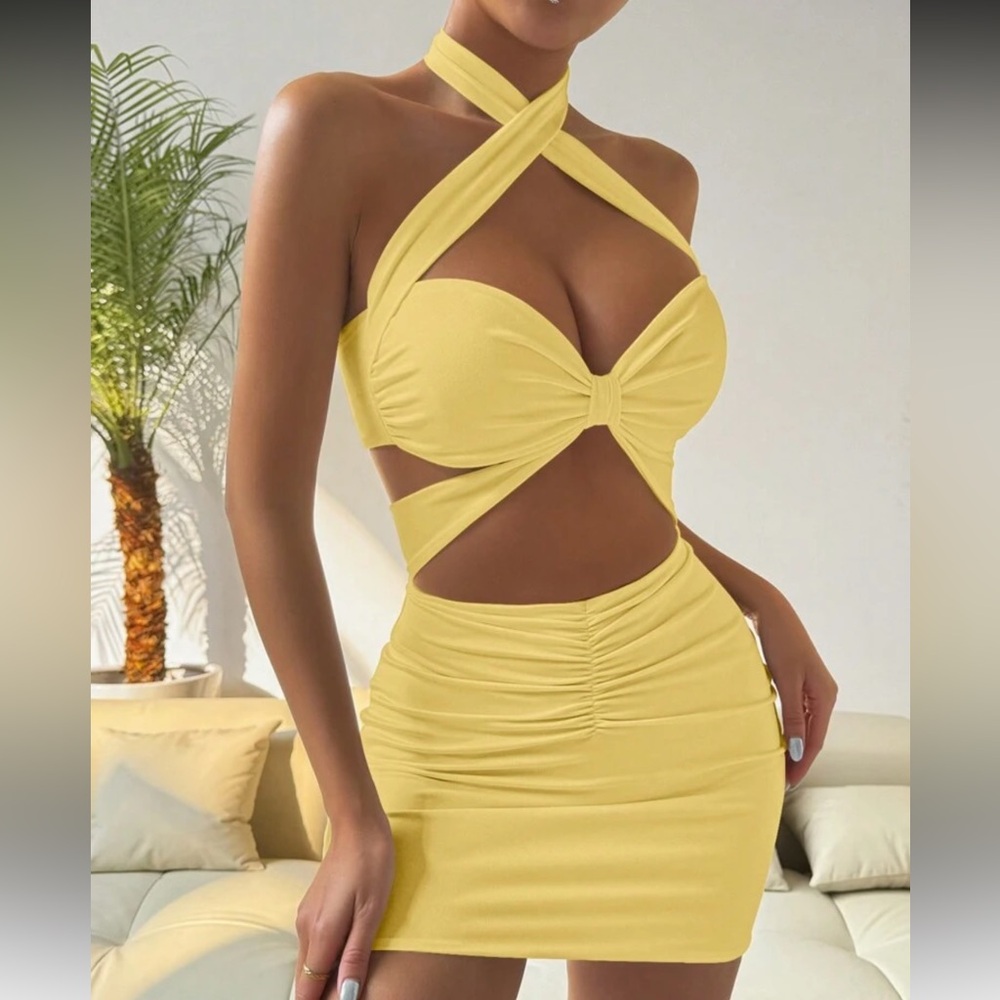 Yellow Cut-Out Bodycon Dress